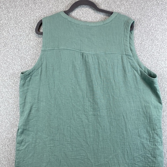 Cotton Bleu double gauze sleeveless midi dress olive green 3X beachy drop waist - Picture 7 of 8